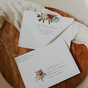 Winter Wedding Envelope Template, Editable Printable December Wedding Envelope Addressing, Holiday Wedding DIY Envelope Template | Holly
