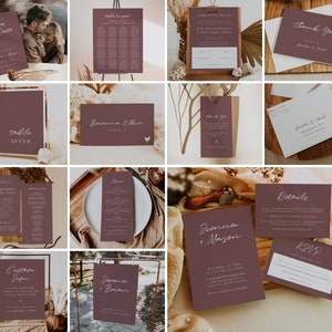 Dusty Rose Wedding Bundle, Wedding Template Bundle Editable Printable, Wedding Bundle Invitation, Wedding Bundle Template Download | Serena