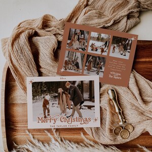 Boho Christmas Card, Photo Christmas Card Template, Terracotta Christmas Card, Modern Family Photo Christmas Card, Merry Christmas | Birdie