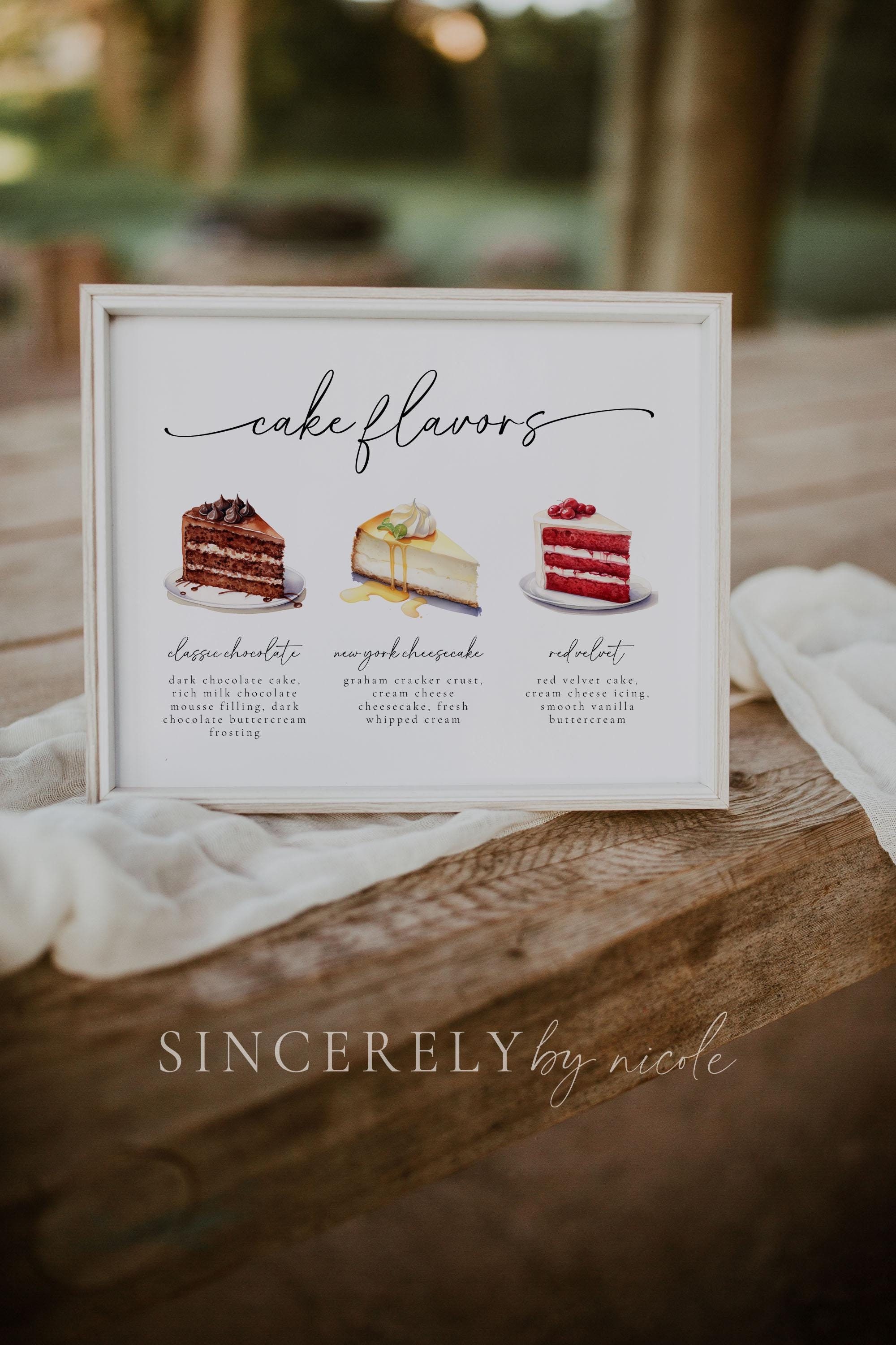 Cake Menu Sign Template, Canva Editable Cake Flavors Sign, Wedding Cake ...