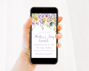 Mother's Day Brunch Invitation Text, Electronic Mother's Day Party Invite Template, Text Message Mother's Day Brunch Invitation Download DIY