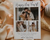 Printable Simple New Years Card, Photo Holiday Card Template, Modern Family Photo New Years Card, Minimalist Christmas Cards | Sofia