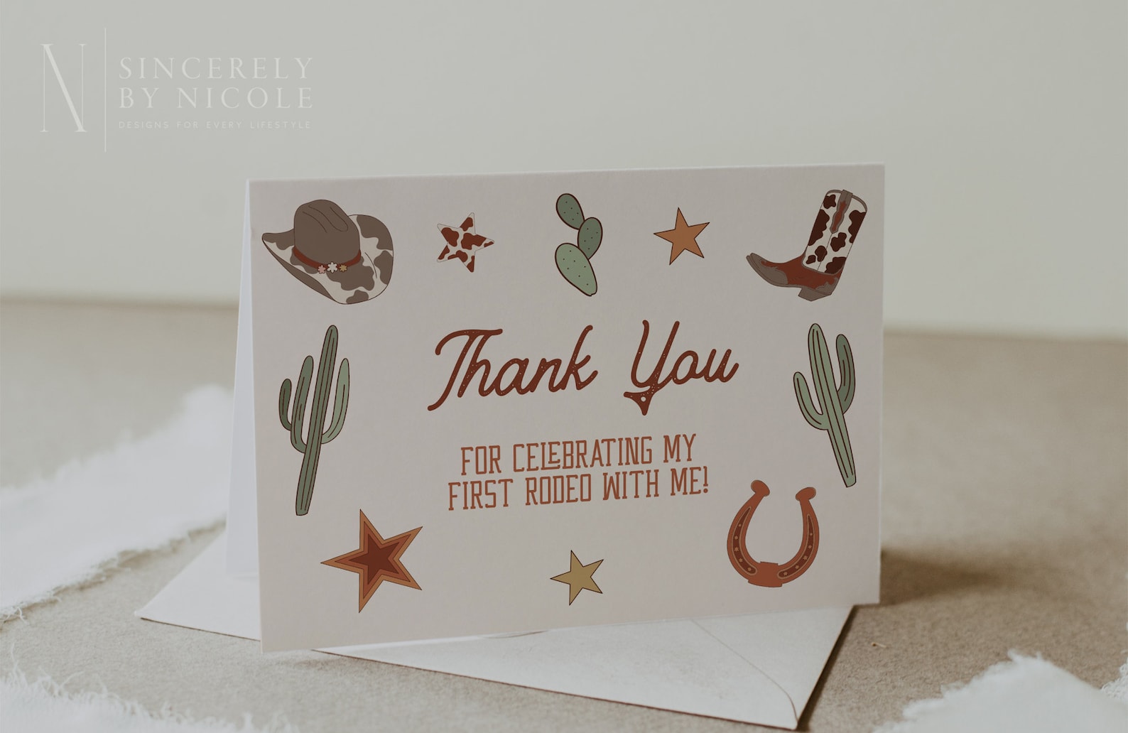 First Rodeo Birthday Thank You Card, Cowboy Thank You Card, Western ...