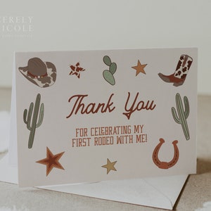 First Rodeo Birthday Thank You Card, Cowboy Thank You Card, Western ...