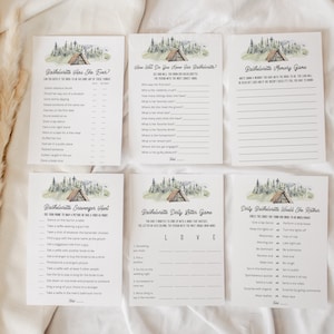 Camping Bachelorette Party Game Pack Bundle, Bachelorette Game Bundle, Printable Camping Bachelorette Game Kit, Camp Bachelorette Game ANNIE