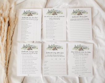Camping Bachelorette Party Game Pack Bundle, Bachelorette Game Bundle, Printable Camping Bachelorette Game Kit, Camp Bachelorette Game ANNIE