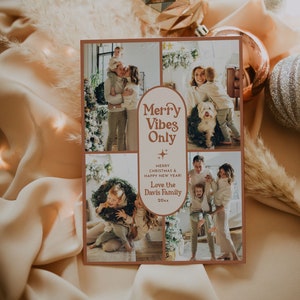 Boho Christmas Card, Photo Christmas Card Template, Arch Holiday Card Template, Terracotta Christmas Card, Merry Christmas Card | Birdie
