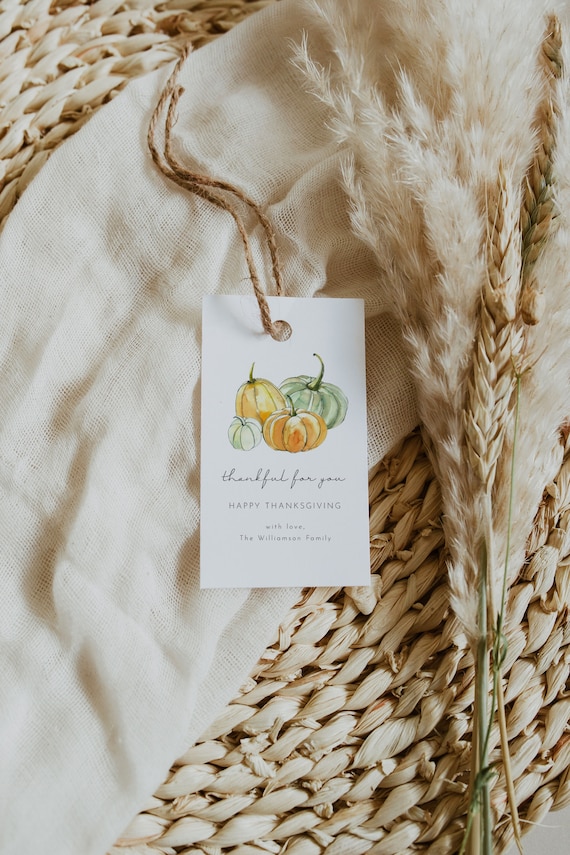 Thankful For You Printable Favor Tag, Editable Thanksgiving Tag, Editable Gift Favor Tags, Friendsgiving Favor Tag, Pumpkin Tags