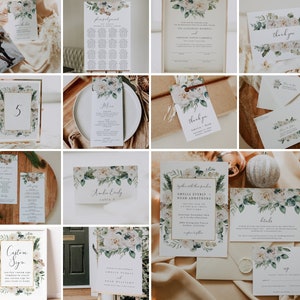 Winter Wedding Template Bundle, Rustic Holiday Wedding Kit, Christmas Wedding, Invitation Bundle, Christmas Wedding Set, Invitations | Belle