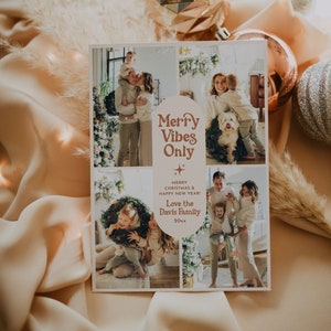 Boho Christmas Card, Photo Christmas Card Template, Arch Holiday Card Template, Terracotta Christmas Card, Merry Christmas Card | Birdie