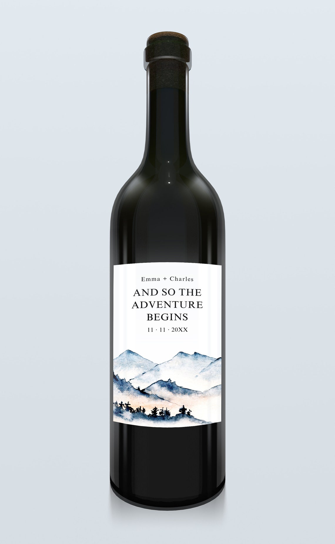 Ava Mountain Wedding Wine Label Outdoor Wedding Wine Label