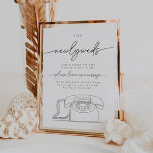Telephone Guestbook Wedding Guestbook Sign, Wedding Audio Guestbook, Canva, Minimalist Audio Guestbook Sign Template, Guestbook | Olivia