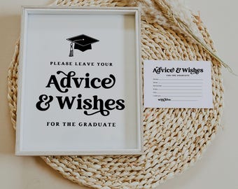 Graduate Advice Cards and Sign, Printable Graduation Advice Cards, Graduation Advice and Wishes, Graduation Party, Graduation Wishes CHARLI