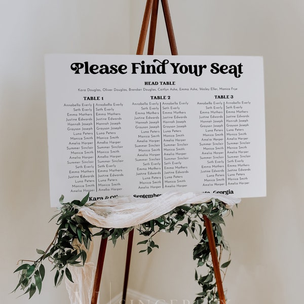 Long Table Seating Chart, Banquet Seating Chart Long Table Template, Banquet Seating Chart Wedding Editable Printable, Long Table | Charli