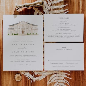 Manor House Wedding Venue Wedding Invitation Template Editable Printable Wedding Venue Manor House Watercolor Watercolor Venue Invitatio