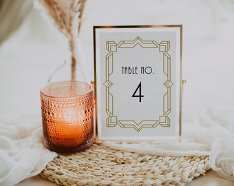 Art Deco Table Numbers, Old Hollywood Table Number Template, 1920’s Wedding Table Numbers, Retro Table Numbers, Art Deco Hollywood | Millie