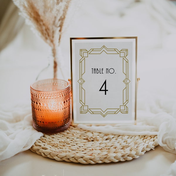 Art Deco Table Numbers, Old Hollywood Table Number Template, 1920’s Wedding Table Numbers, Retro Table Numbers, Art Deco Hollywood | Millie