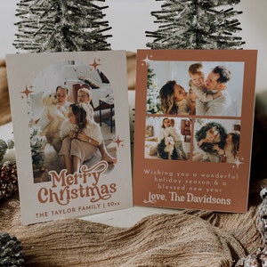 Boho Christmas Card, Photo Christmas Card Template, Arch Holiday Card Template, Terracotta Christmas Card, Merry Christmas Card | Birdie