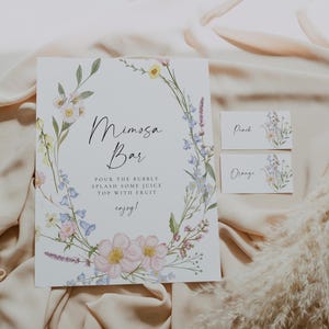 Wildflower Mimosa Bar Sign Printable, Floral Mimosa Bar Sign, Bridal Mimosa Bar Sign, Wedding Mimosa Bar Sign Template, Bridal Brunch ELOWEN