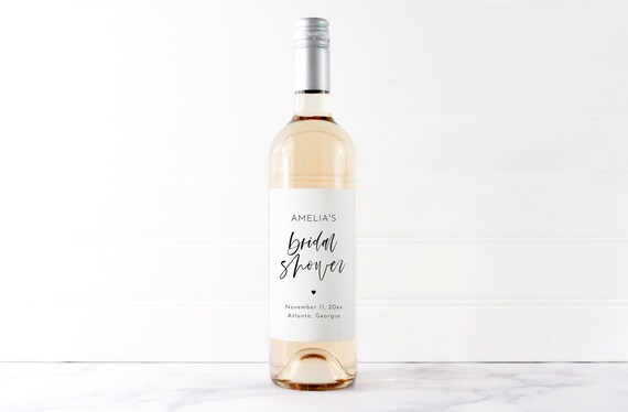 Modern Bridal Shower Wine Label, Editable PRINTABLE Wedding Shower Wine Label Template, Bridal Shower Wine Labels, Wedding Shower