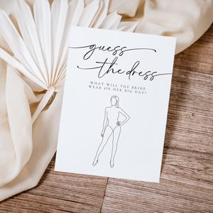 PRINTED & SHIPPED Guess The Dress Bridal Shower Game, Printed Minimal Bridal Shower Game, Bridal Shower Party Games, Shower Games | Olivia