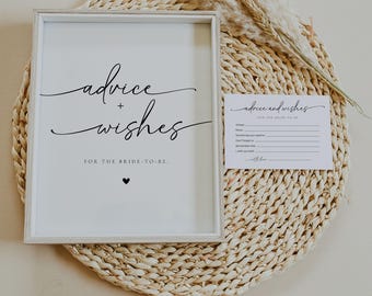 Consigli per il bridal shower, consigli e auguri per il nuovo gioco Mr. e Mrs., cartello con consigli e auguri per il bridal shower, modello Canva / Olivia