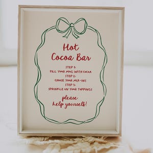 Hand Drawn Hot Cocoa Bar Sign, Holiday Party Sign, Hot Chocolate Station Sign, Hand Drawn Drink Sign, Christmas Party Signage | Carly