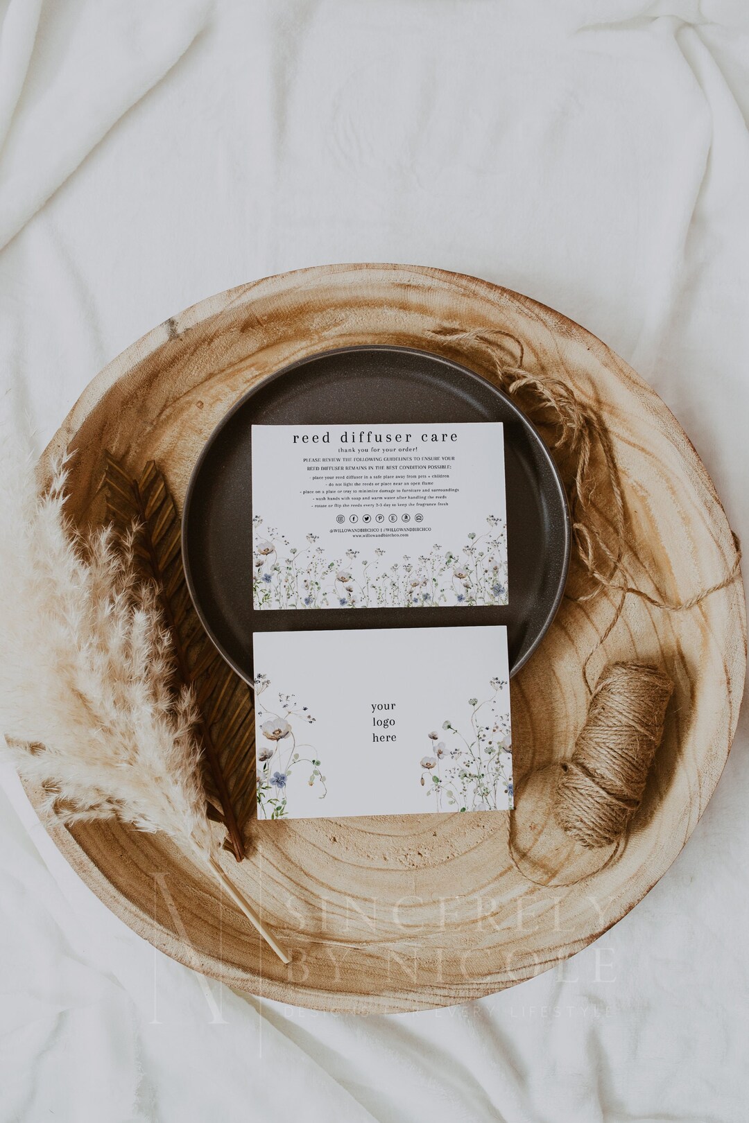 Reed Diffuser Card, Printable Diffuser Instructions, Editable Care Card ...