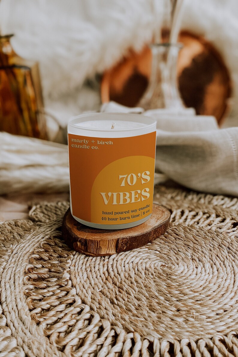 Retro Candle Label Earth Tone Terracotta Candle Label Etsy