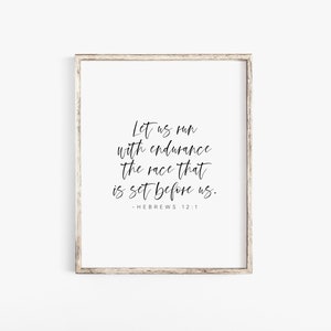 Hebrews 12:1, Running Quote, Printable Motivational Decor, Bible Verse Print, Scripture Print, Gift For Runner, Runner Quote, Running Gifts