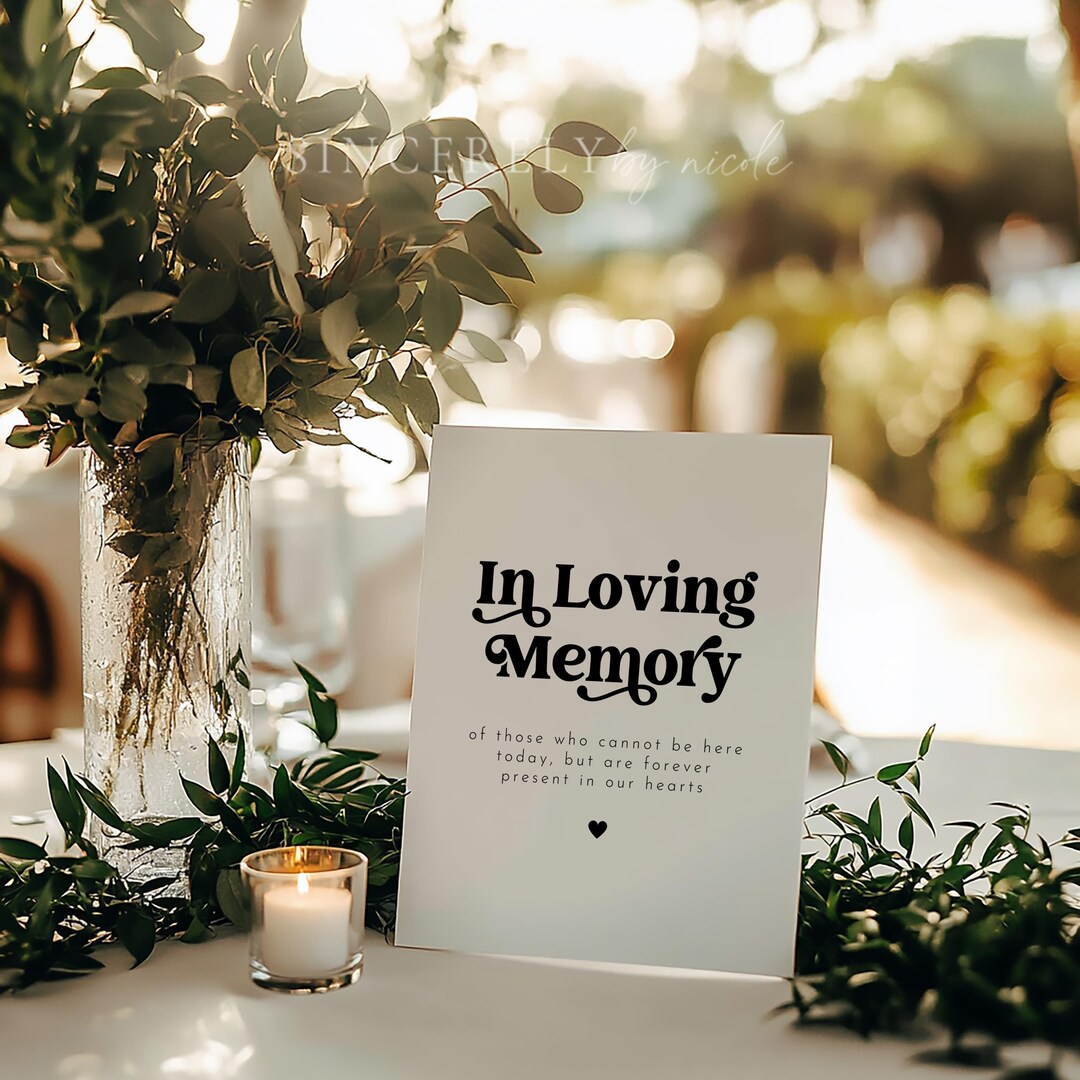 Memory Sign PRINTED & SHIPPED in Loving Memory Wedding Sign, Wedding Memorial Sign ...