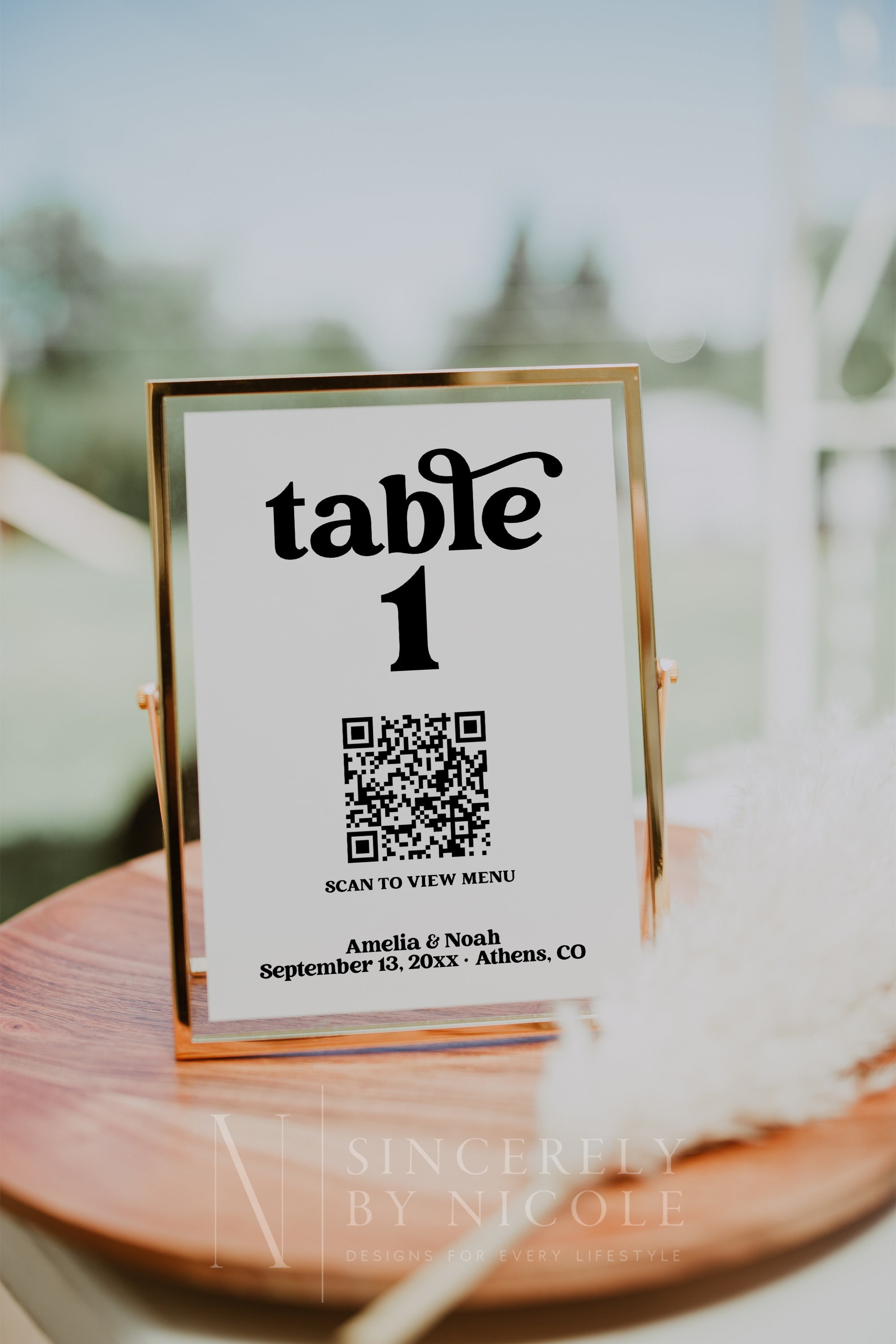 QR Code Table Number Template Editable Printable Retro Table - Etsy