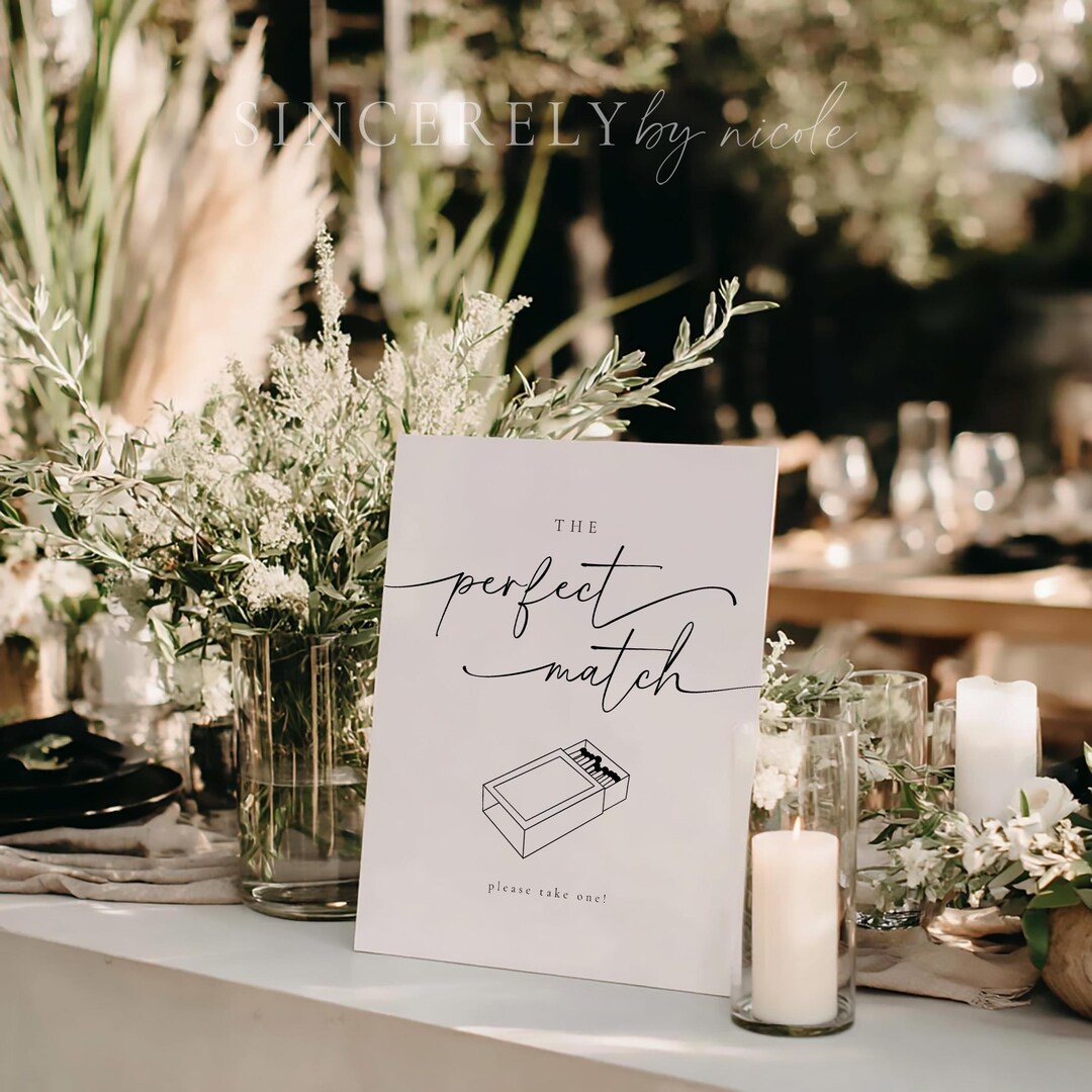 PRINTED & SHIPPED the Perfect Match Wedding Sign, the Perfect Match ...