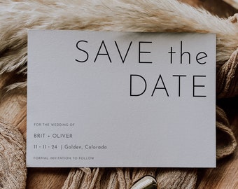 Minimalist Save the Date Template, Printable Save the Date, DIY Printable Invites, Clean Simple Save The Dates, Modern Save Date | Harlow