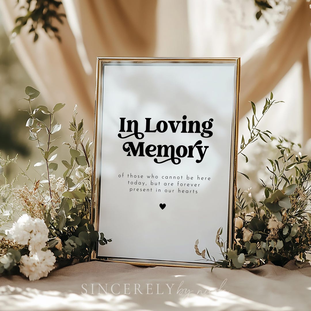 Memory Sign In Loving Memory Wedding Sign, Canva Editable Wedding Memorial Sign ...