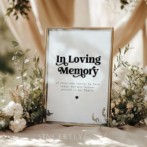 In Loving Memory Wedding Sign, Canva Editable Wedding Memorial Sign, Modern Wedding In Loving Memory Sign, Memorial Table Sign | Charli