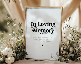 In Loving Memory-bord, canvas bewerkbaar bord voor bruiloft, modern bord voor bruiloft in Loving Memory, bord voor herdenkingstafel | Charlie