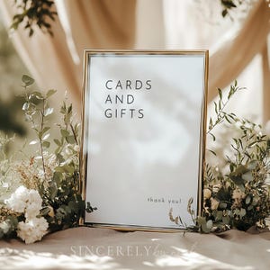 Cards and Gifts Sign Template, Modern Minimalist Wedding Sign, Simple Wedding Signs, Cards and Gifts, Canva Editable Signs | Harlow