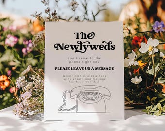 PRINTED & SHIPPED Telephone Guestbook Wedding Guestbook Sign, Wedding Audio Guestbook, Printed Minimalist Audio Guestbook Sign | Olivia