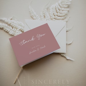 Boho Thank You Card, Printable Thank You, Bohemian Wildflower Thank You Printable, Dusty Rose Thank You Card, DIY  Printable Cards | Serena
