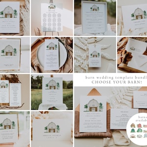Barn Wedding Template Bundle, Rustic Barn Wedding Venue Bundle, Country Barn Wedding Bundle, Editable Printable Barn Wedding Template Kit