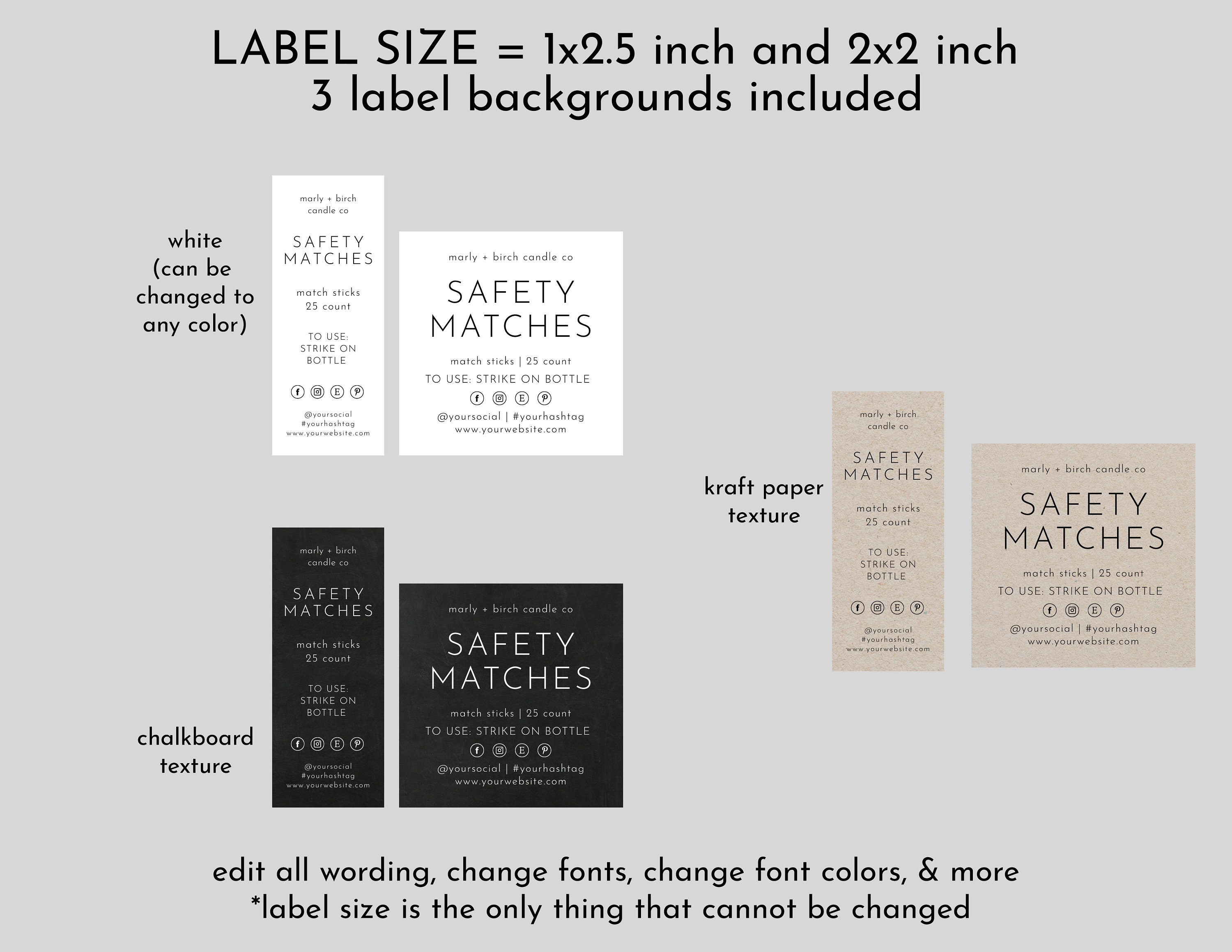 Matching Label Safety Match Template, Match Label Template Editable Printable ...