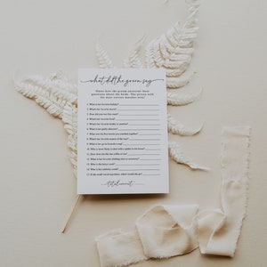 Bridal Shower What Did The Groom Say Game Template, What Did The Groom Say Game, Elegant Bridal Shower Games, Shower Activity | Olivia