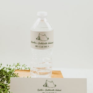 Camp Bachelorette Water Bottle Label, Camping Bachelorette Favors, Camp Bachelorette Party Bottle Label, Last Trail Before The Veil | Tess