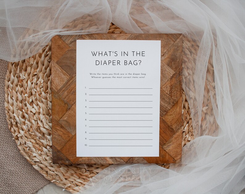 Baby Shower Game Printable What's in the Diaper Bag Baby Etsy Ireland