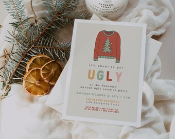 Ugly Sweater Party Invitation, Editable Ugly Sweater Party Invite, Christmas Ugly Sweater Invite, Ugly Sweater Holiday Party Invitation