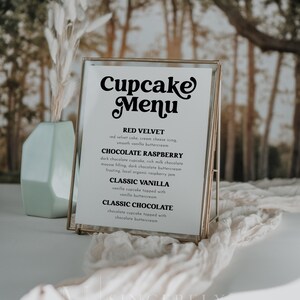 Cupcake Menu Sign, Editable Wedding Cupcake Sign Template, Minimalist Cupcake Menu Sign, Wedding Dessert Sign, Wedding Cupcake Bar | Charli