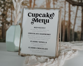 Cupcake Menu Sign, Editable Wedding Cupcake Sign Template, Minimalist Cupcake Menu Sign, Wedding Dessert Sign, Wedding Cupcake Bar | Charli