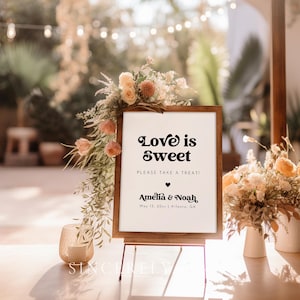 Love Is Sweet Take A Treat Sign, Modern Minimalist Wedding Sign, Take A Treat Sign, Dessert Table Sign, Please Take A Favor, Canva | Charli