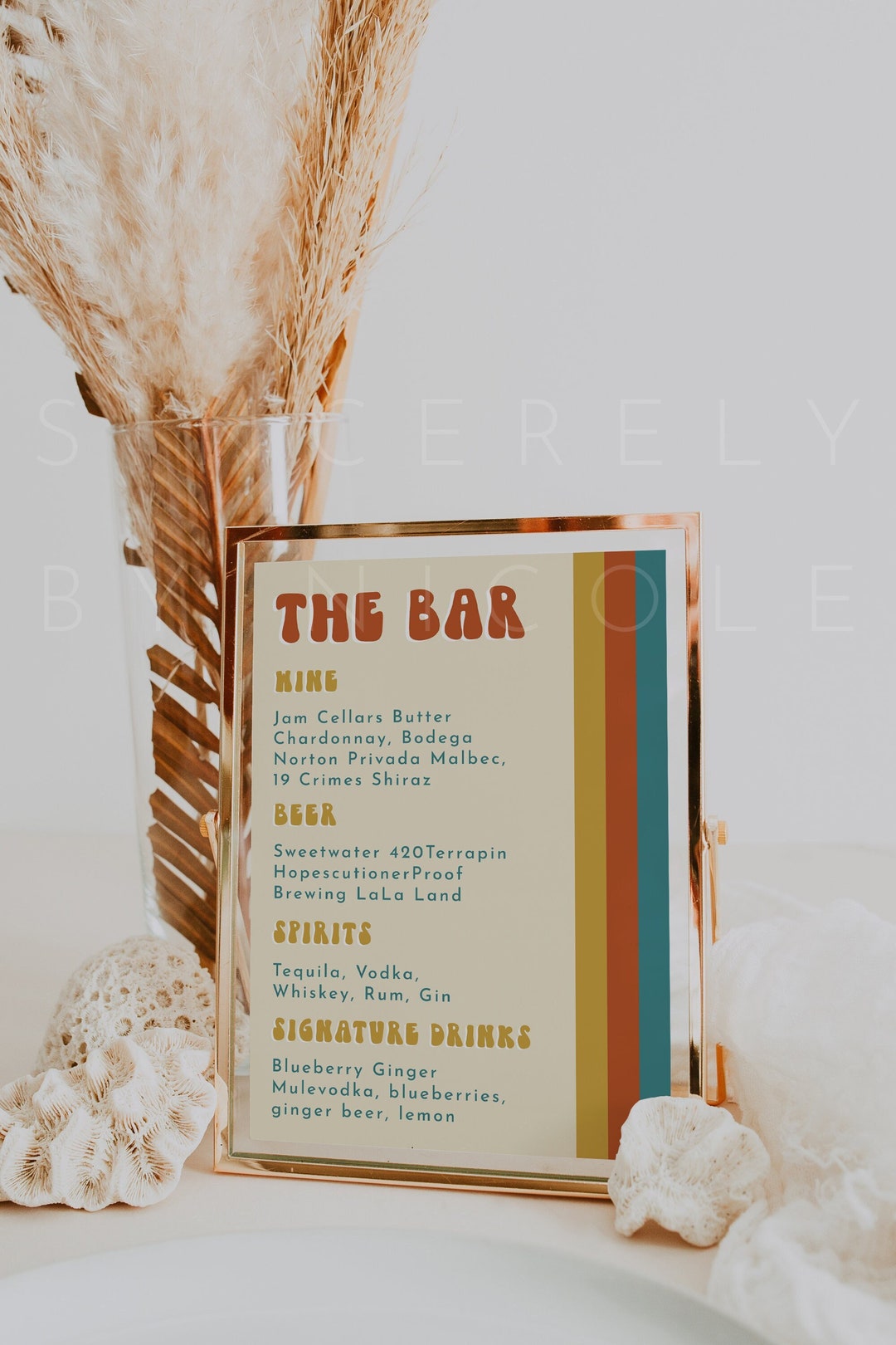 Retro Bar Menu Sign Template 8x10 & 5x7 Funky Groovy Bar Menu Etsy